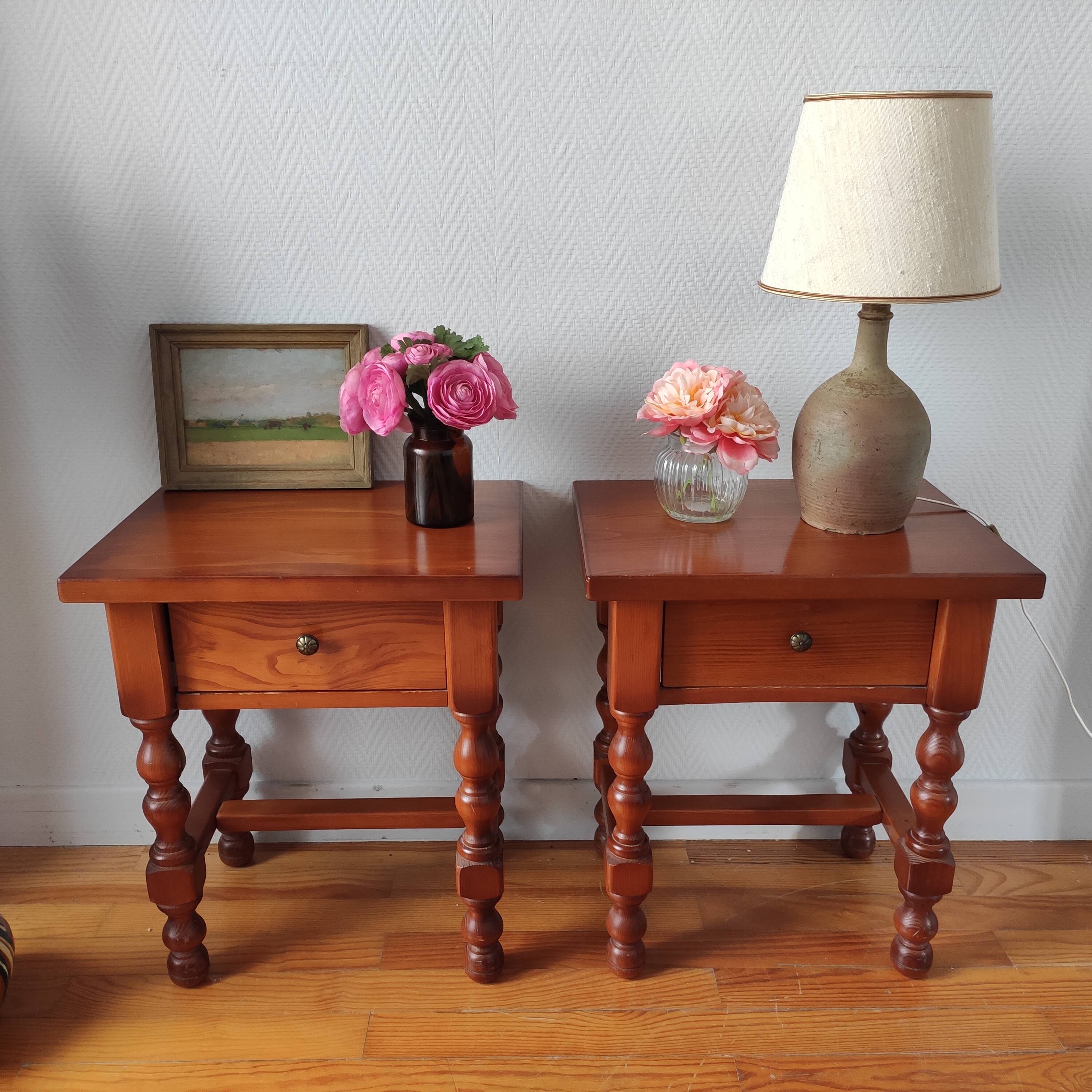 Pair of classic vintage bedside tables