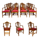 Set of 12 English Regency style beech armchairs from the 1970s.
