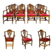 Set of 12 English Regency style beech armchairs from the 1970s.