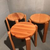 Set de trois tabourets rond en bois
