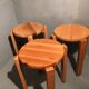 Set de trois tabourets rond en bois