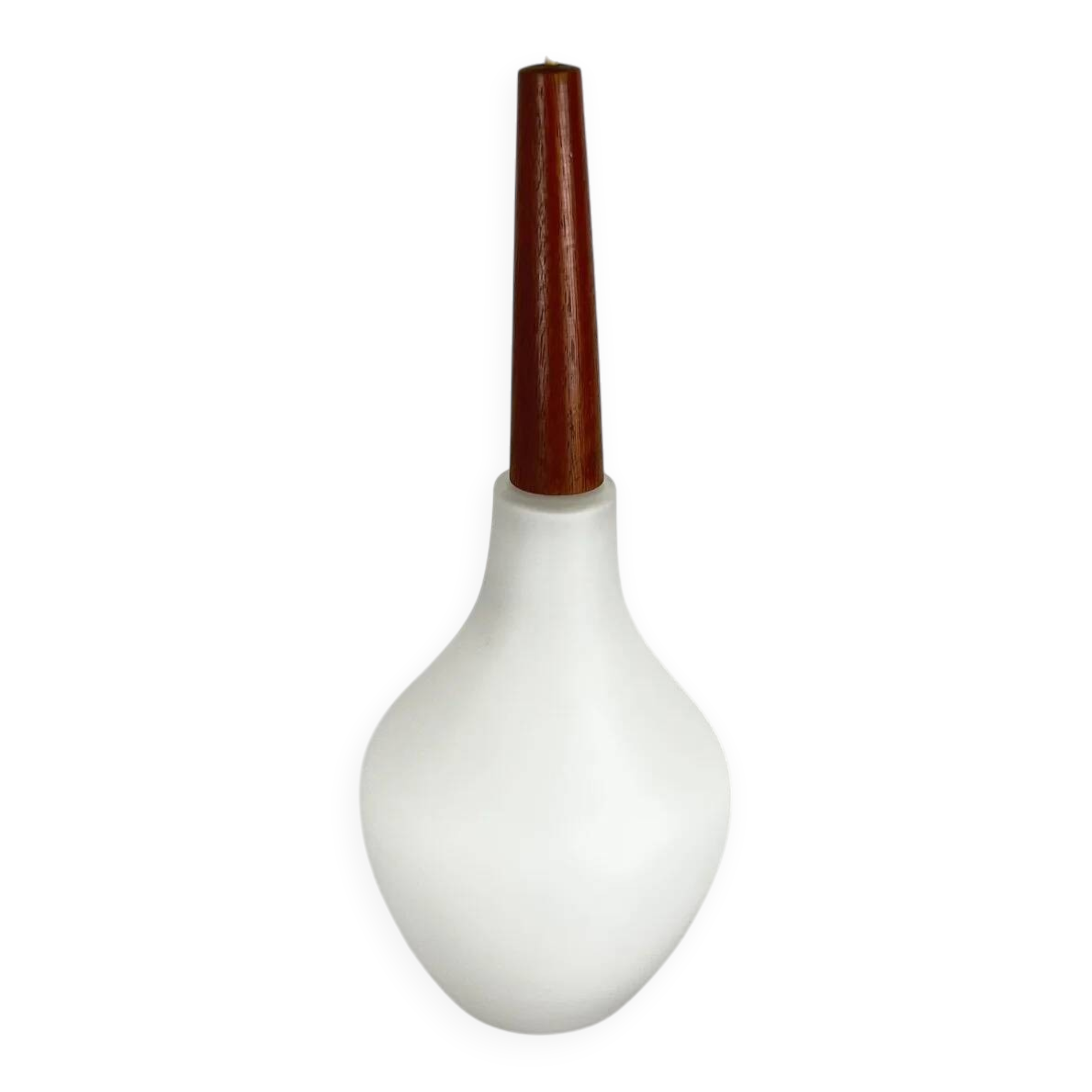 Suspension scandinave opaline et teck, midcentury modern