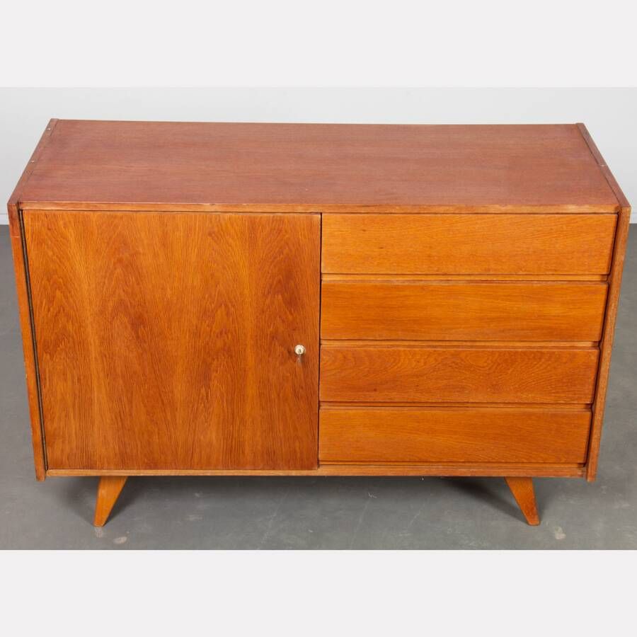 Vintage oak storage by Jiri Jiroutek, model U-458, 1960s