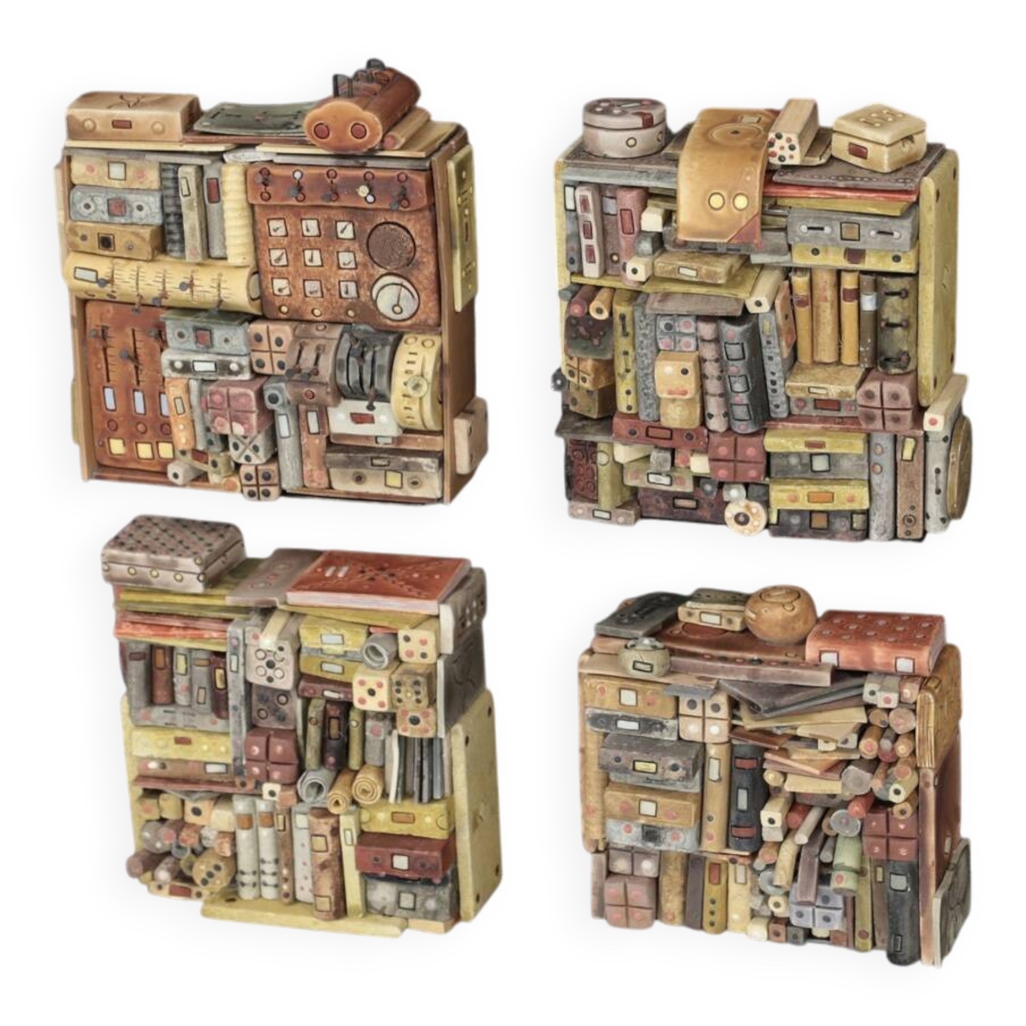 Set of 4 Vibrant Sculptures by Guy Deltour – Contemporary Belgian Art, 2000