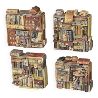 Set of 4 Vibrant Sculptures by Guy Deltour – Contemporary Belgian Art, 2000