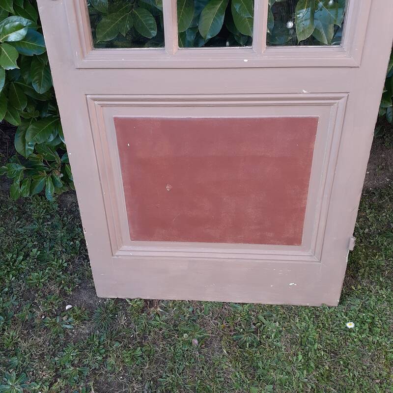 Old moulded glass communication door 221x83cm 15 small panes