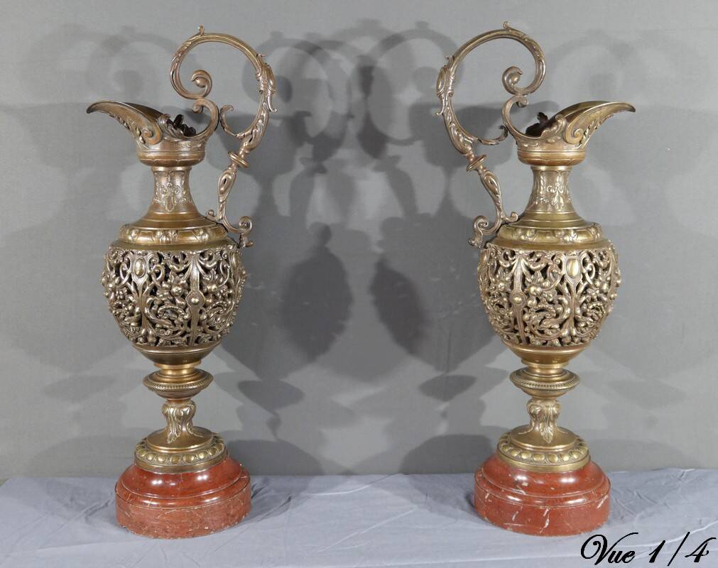 Pair of bronze ewers, art nouveau – 1910
