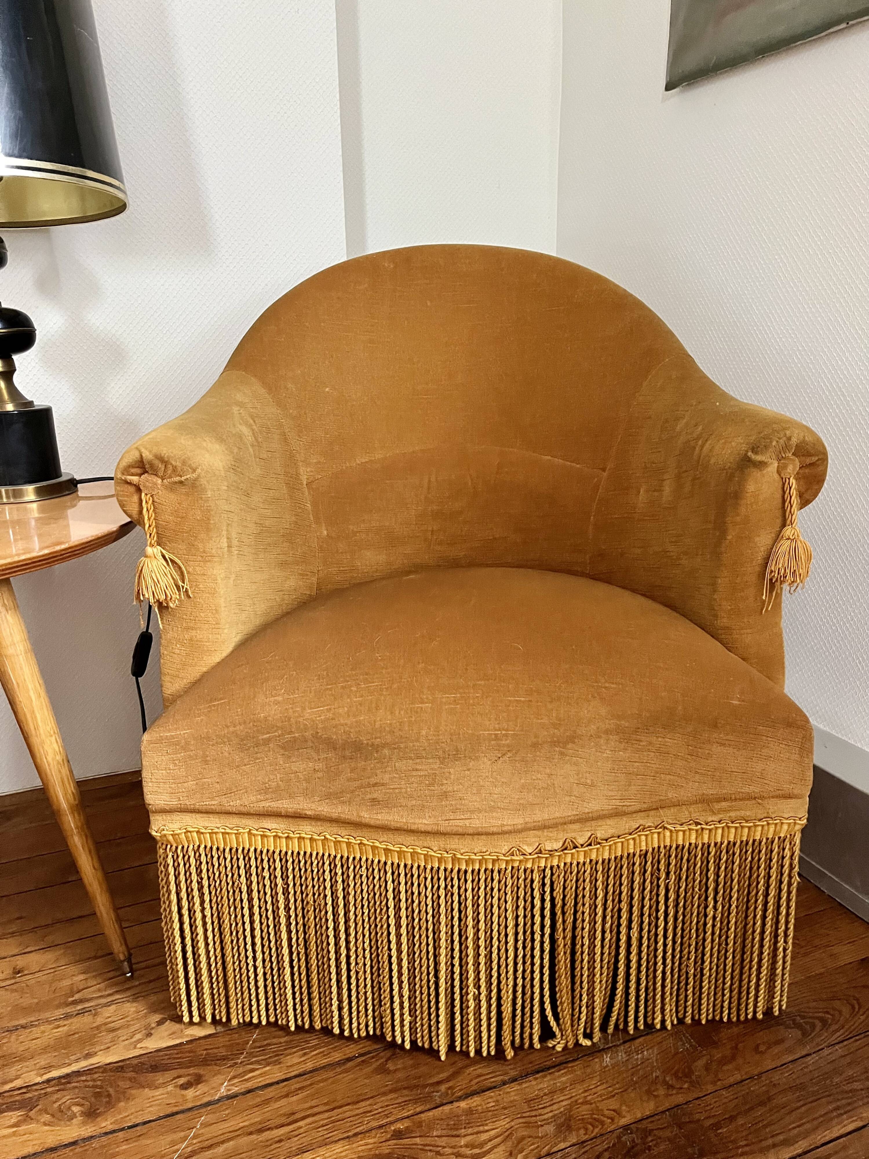 Vintage velvet Toad armchair