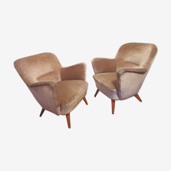 Pair of chairs beige 50 60s
