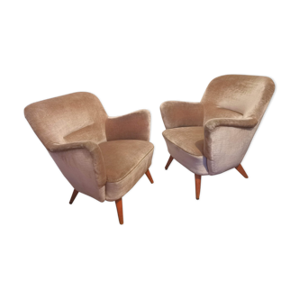 Pair of chairs beige 50 60s