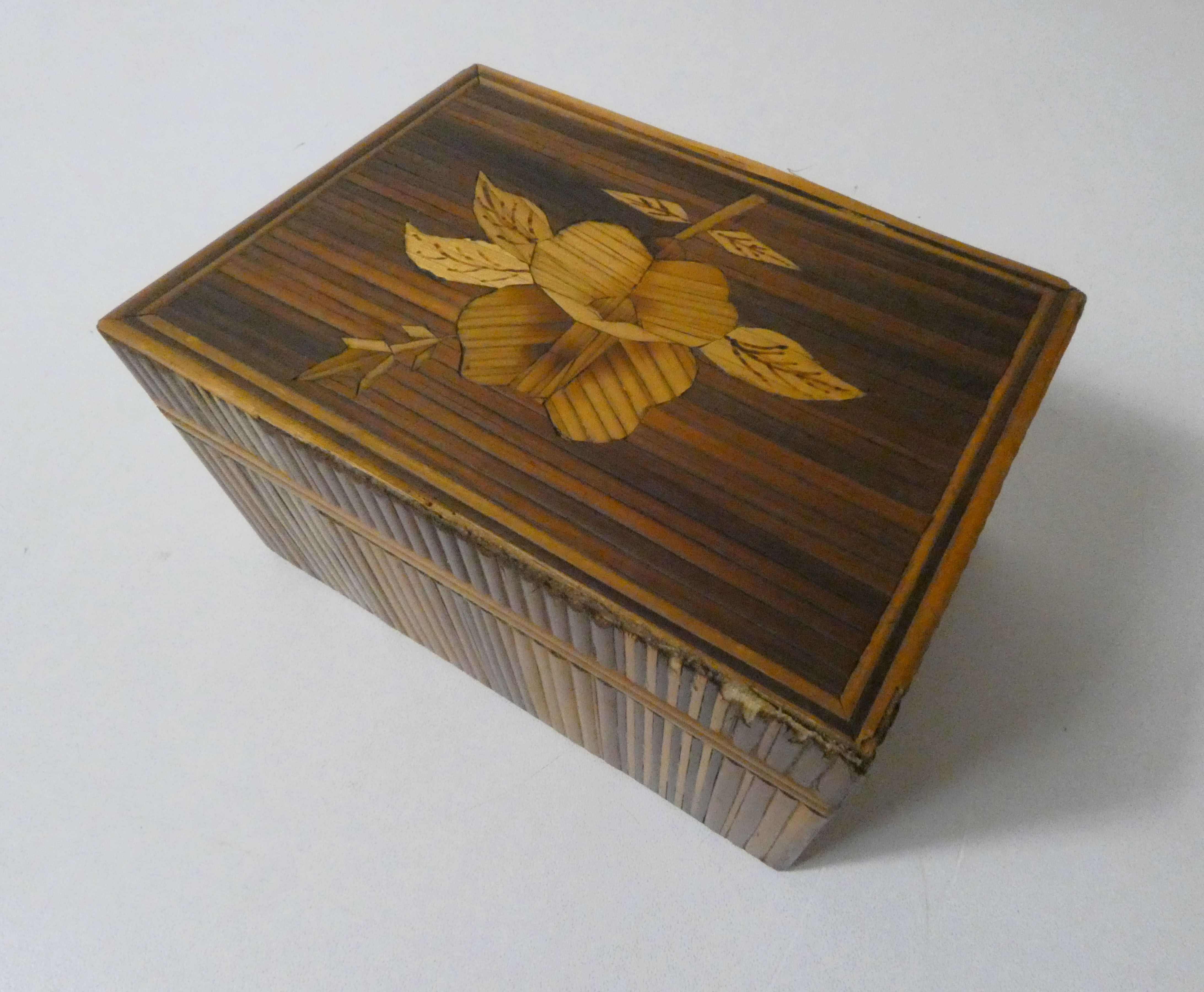 Old trundle boxes in straw marquetry