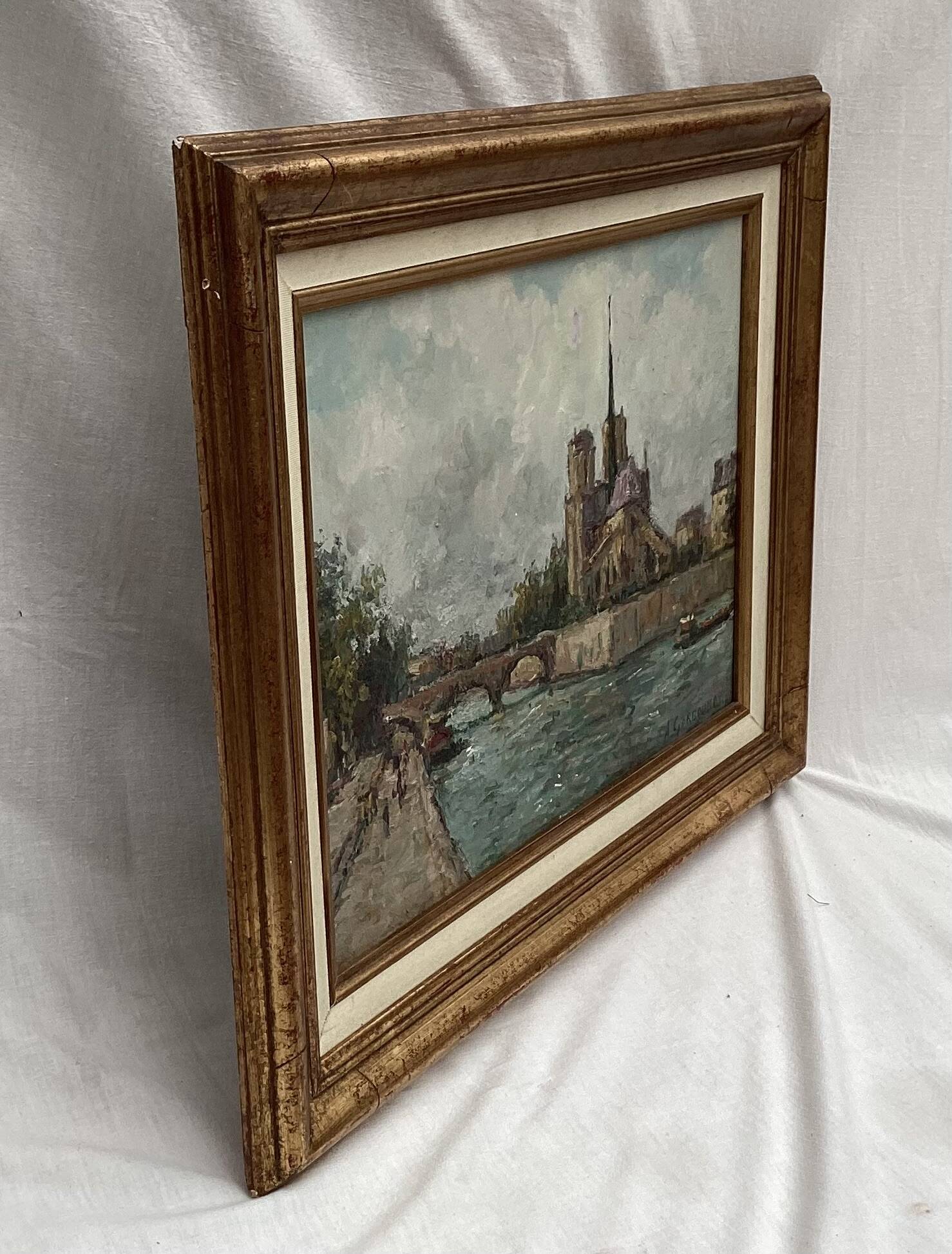 Painting Oil on canvas signed -Paris— dimensions: height -48cm- width -60cm-