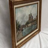 Painting Oil on canvas signed -Paris— dimensions: height -48cm- width -60cm-