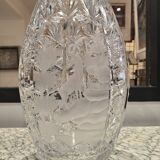 Cut crystal vase - ibex decoration, 20th century