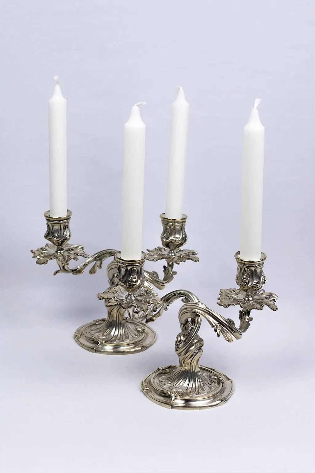 Pair of Christofle candlesticks 19th century – Trianon model silver-plated bronze
