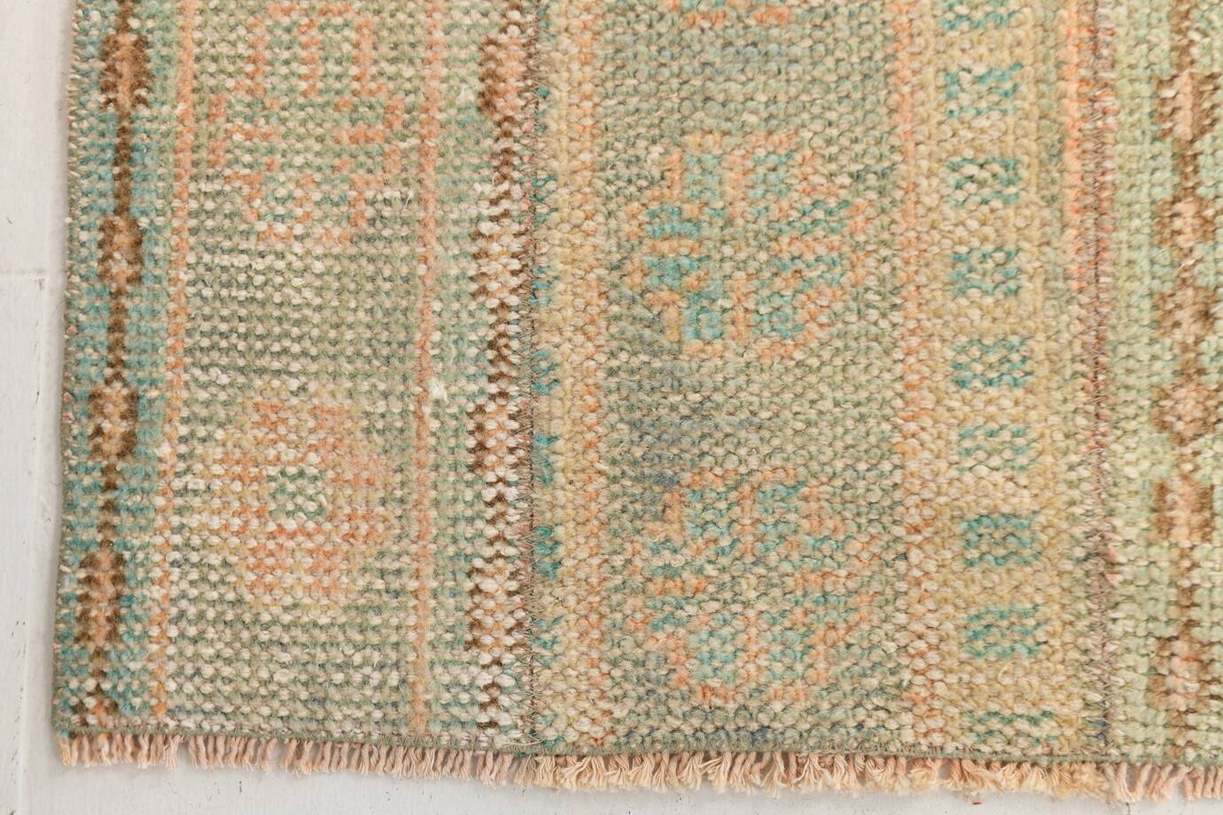 2x10 Vintage Brown & Cream Turkish Runner Rug, 80x306Cm