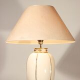 Large cracked earthenware lamp and Longwy enamels, France 1990s