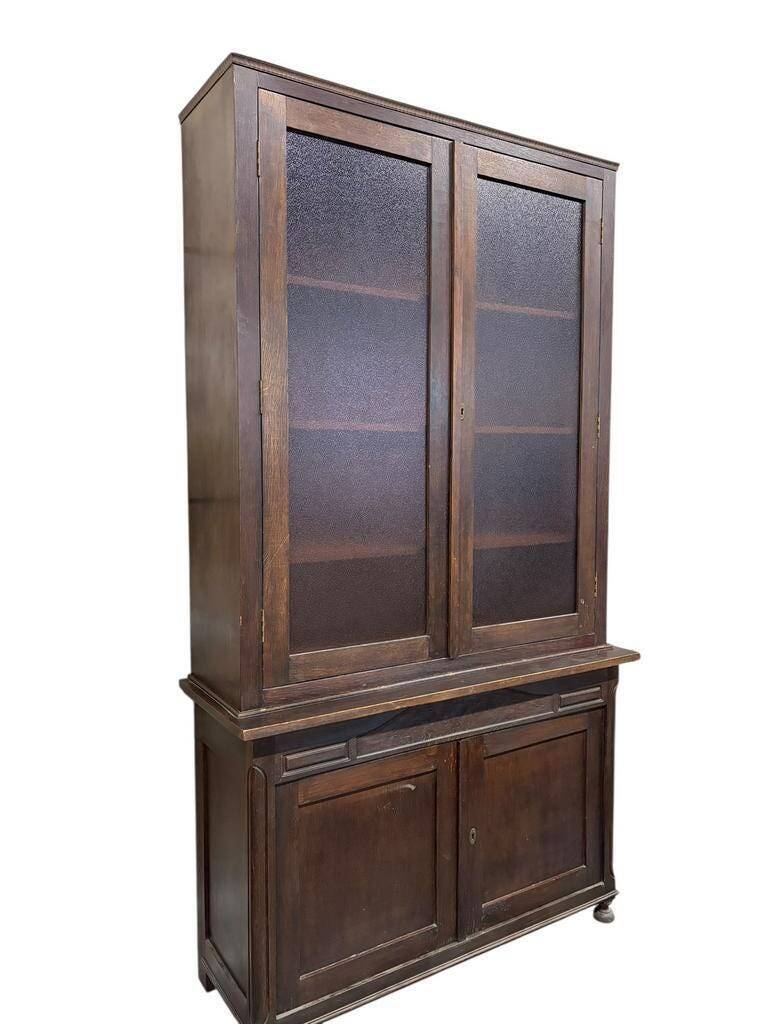 Vintage XL display cabinet in dark wood / wardrobe
