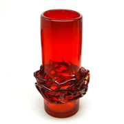 Crown of Thorns vase, red glass, designed by J. Słuczan-Orkusz, Poland, 1970s