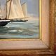 Old Oil Painting Marine Boat Signed Odile C Frigate