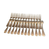 Suite de 24 fourchettes modèle jonc baguette métal argenté hôtellerie monogrammé