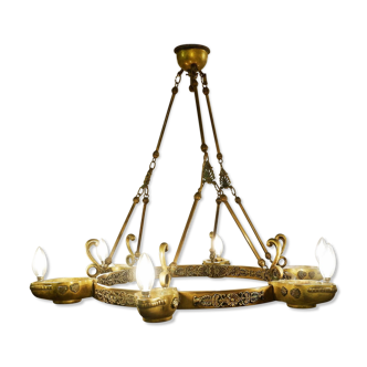 Classic bronze neo-classical chandelier with crown