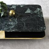 Coffee table lounge marble green brass small