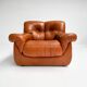 Cognac colored leather Pellerossi lounge chair, 1960s