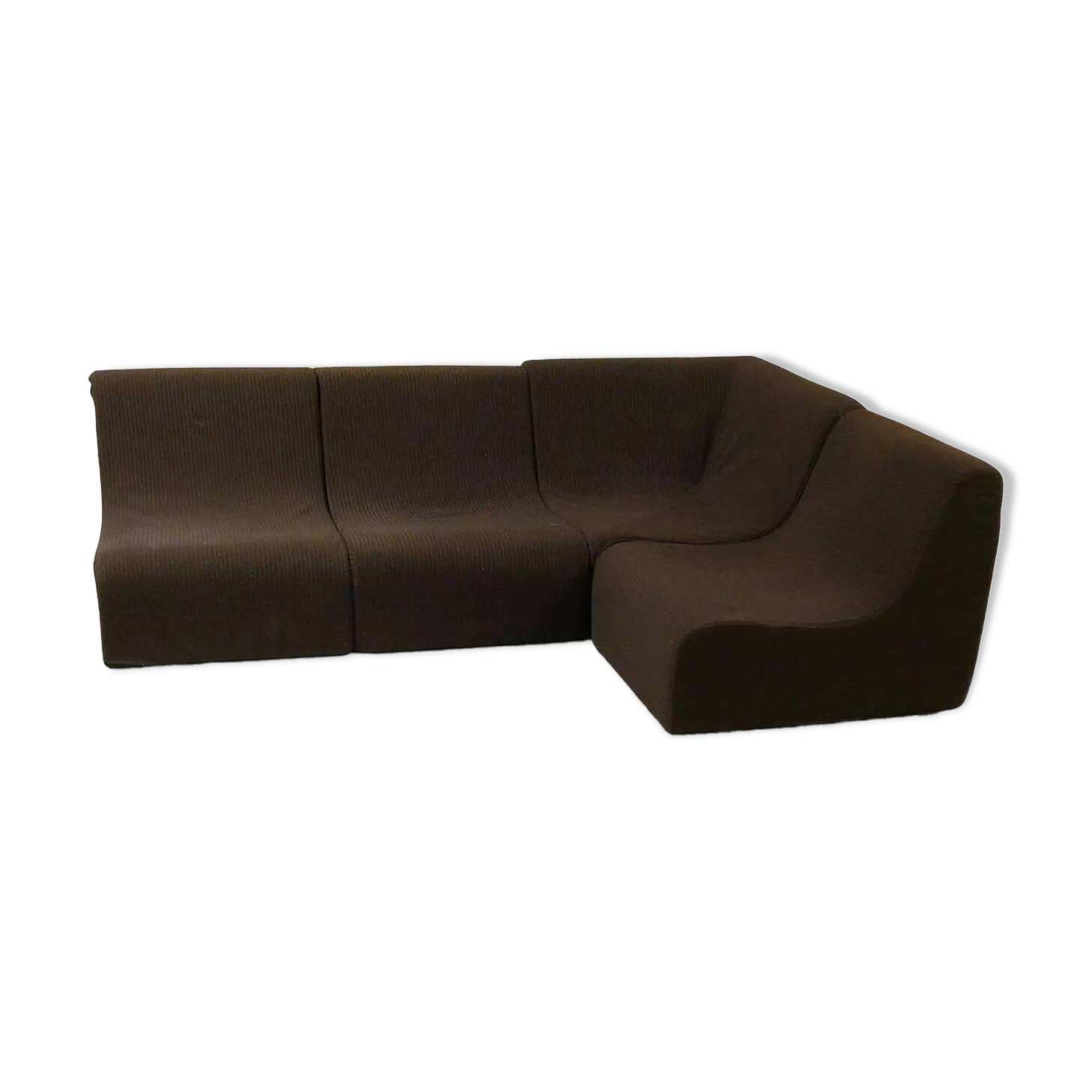Vintage modular armchairs – Seventies design, brown fabric