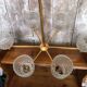 Old Chandelier 6 Lights Golden Metal + Molded Glass Reflector