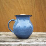 Stoneware wine pitcher with ice cube reserve, stoneware carafe, refresher pitcher