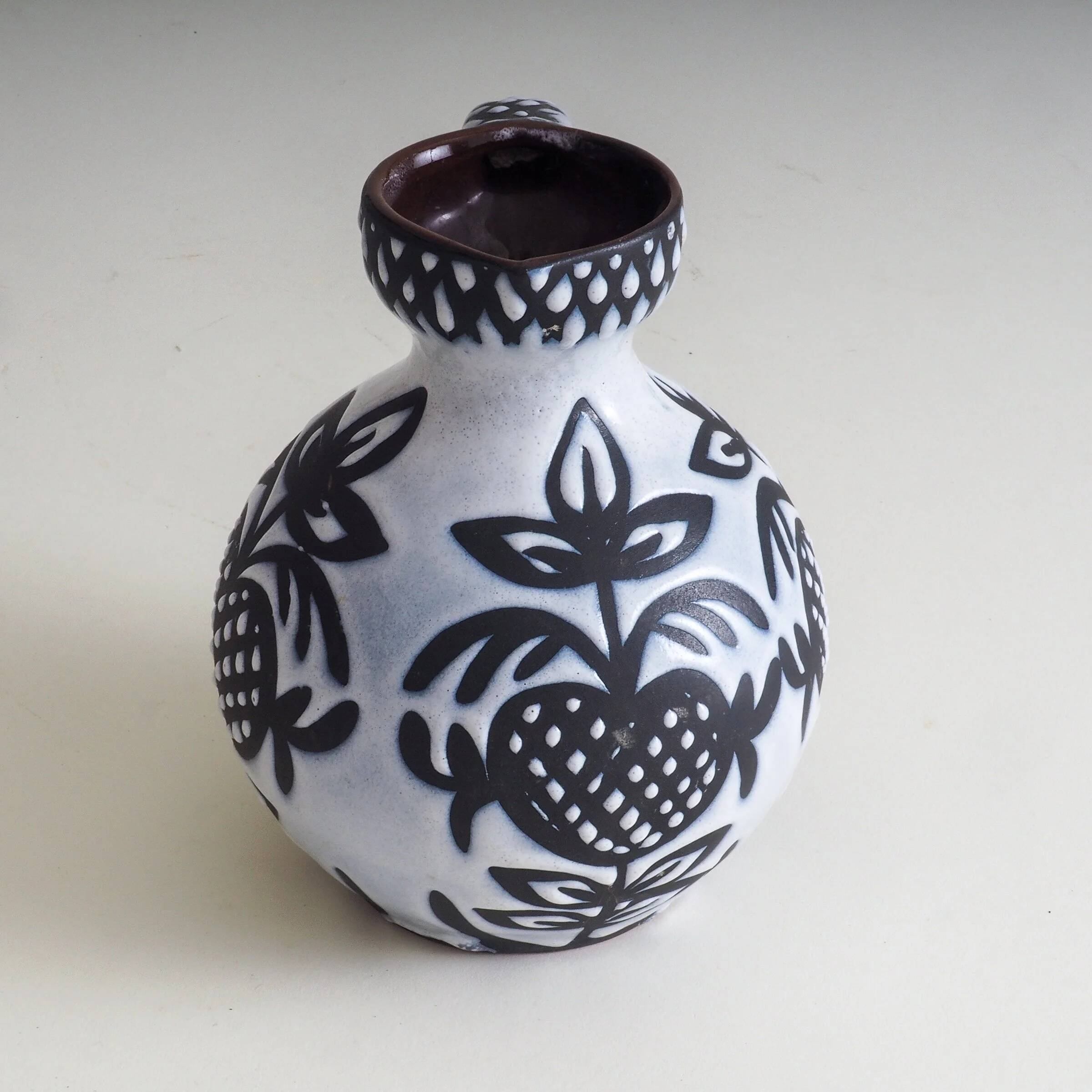 60s ceramic black & white jug
