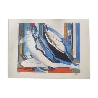 La femme sphinx lithographie originale signée à la main Jean-Baptiste Valadie