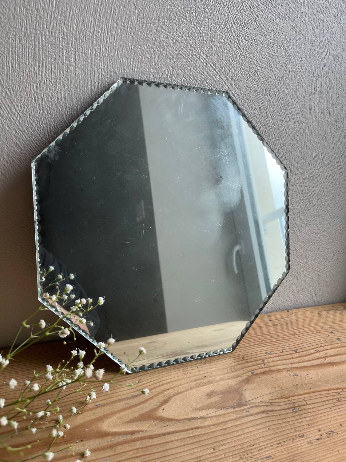 Vintage octagonal beveled mirror
