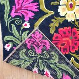 Cross stitch floral boho carpet made by hand on hemp, Romania 148x190cm
