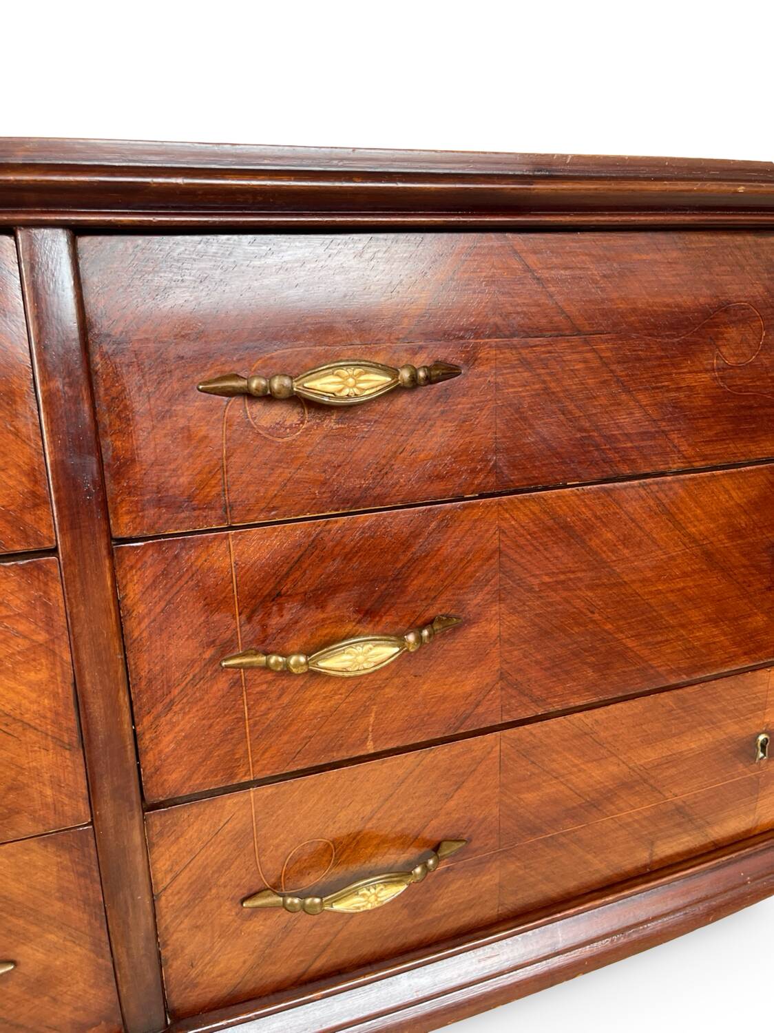 Commode en placage de palissandre avec plateau en onyx vert