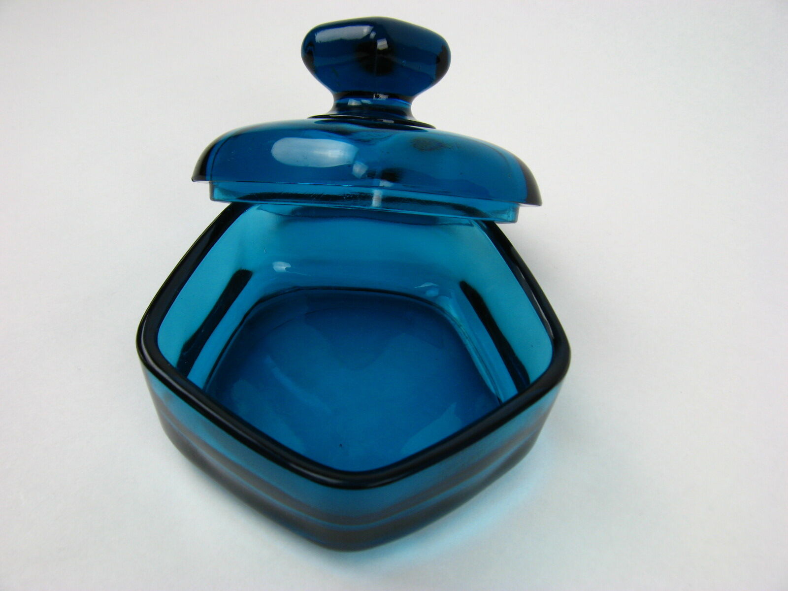 Blue glass candy box