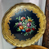 Round painted wooden platter