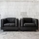 Pair of leather and leather armchairs by Zanotta Italia Anni '80