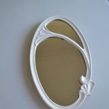Oval mirror in art nouveau jugendstil style in enamelled cast iron 49 x 29