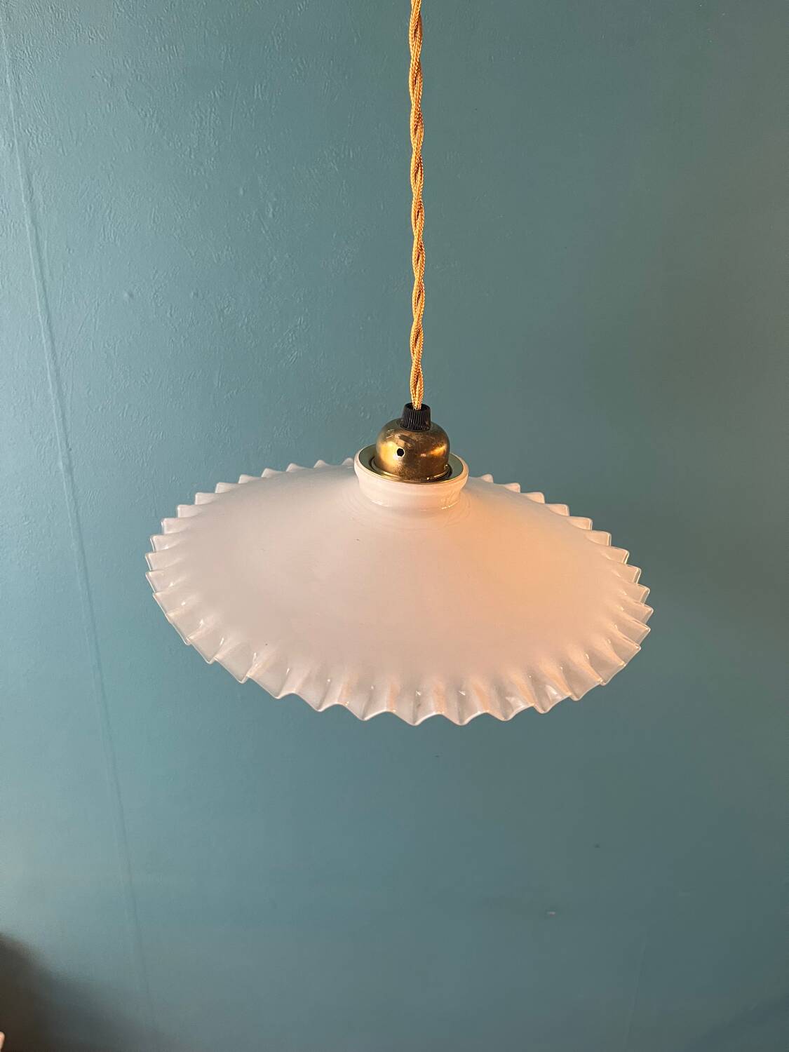 White opaline pendant light