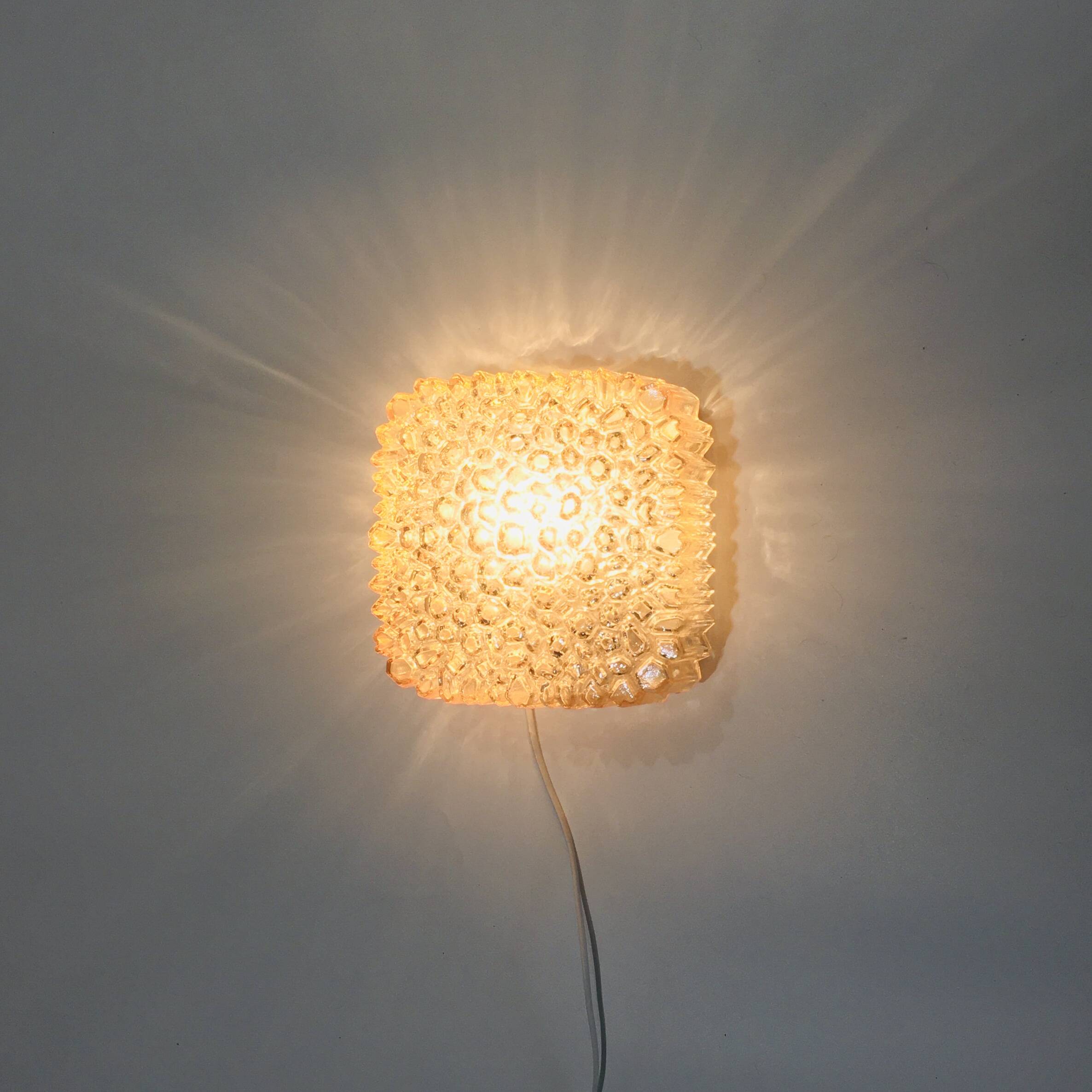 Mid Century Amber Glass Ceiling Light By Helena Tynell For Limburg, Germany, 1970s
