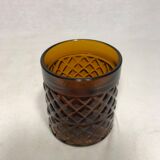 Service old decanter and its 6 glasses for orange juice - geometric vintage
