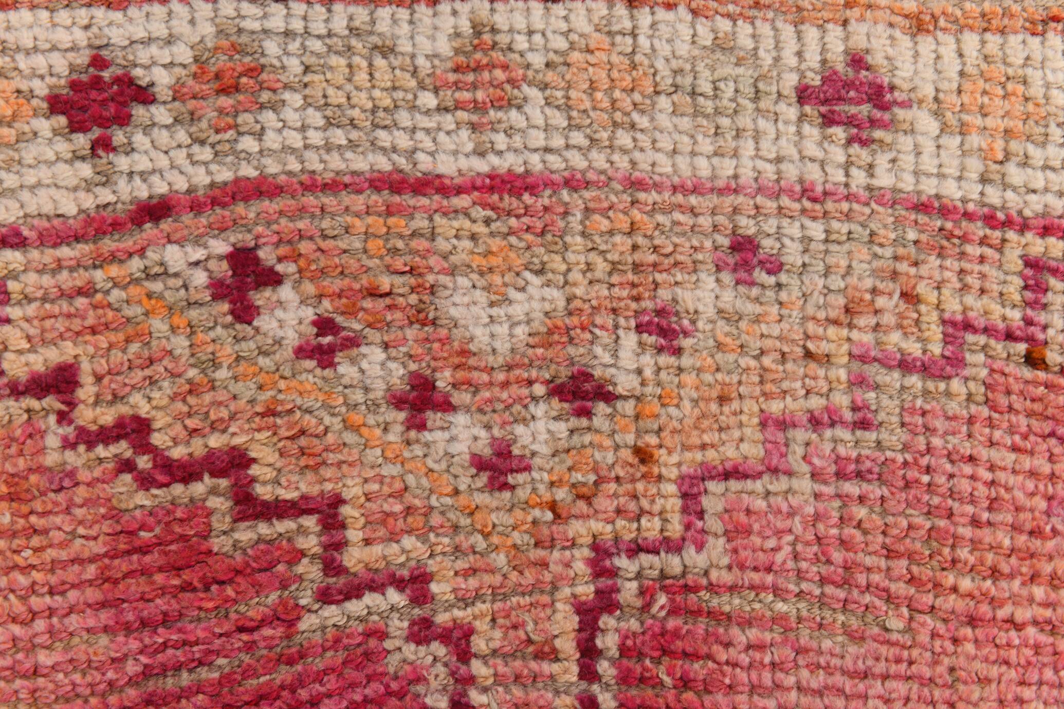Tapis Couloir Kilim Anatolien Vintage, Rose Foncé, Fait Main, 96x342 Cm