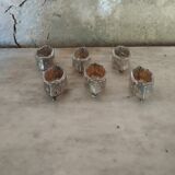 6 salt shakers and spoons in solid silver art nouveau