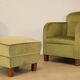 Pair of vintage velvet armchairs with footrest - 1950s