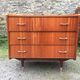 Vintage chest of drawers with 3 drawers in varnished teak