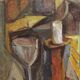 Nature morte cubiste signée - Huile sur panneau