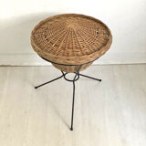 Wicker basket on vintage metal base 60's