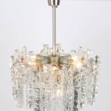 1 of 2 large ice glass chandeliers by Murano, Kalmar, Austria, 1960s